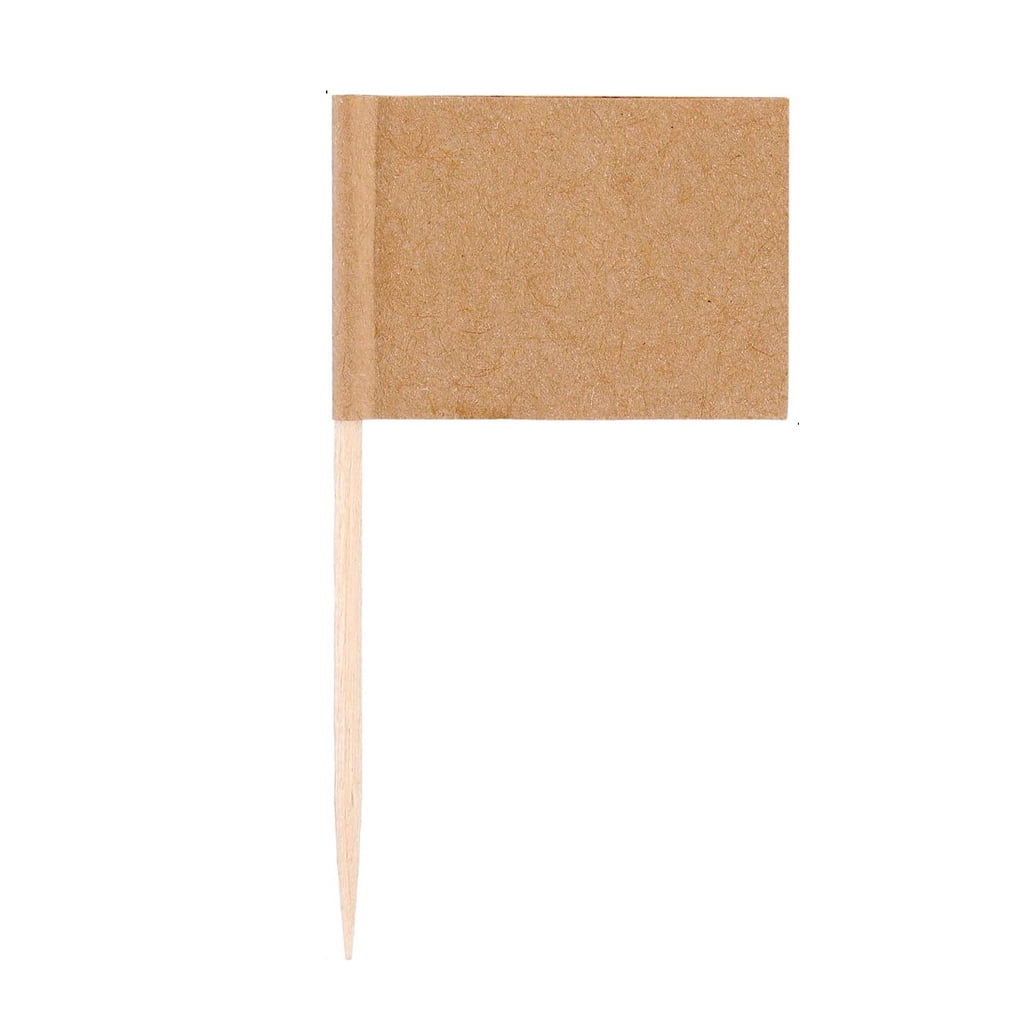 wrea 100 Pieces Accessories Blank Toothpicks Kraft Paper Flags Labels Muffin Fruit Sticks Party Favors Food Dining