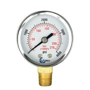 CARBO Instruments 2" Pressure Gauge, Chrome Plated Steel Case, Dry, 0-4000 psi/kPa, Lower Mount 1/4" NPT