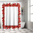 thumbnail image 3 of Valentine''s Day Shower Curtain Set, Red Rose Flower Floral Bath Shower Curtain with Hooks Waterproof Fabric Shower Curtains for Bathroom Romantic Valentines Decor Leaves Plant Nature 72x84 Inch, 3 of 5