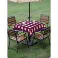 thumbnail image 2 of Square Outdoor Tablecloth With Umbrella Hole And Zipper– Abstract Modern Waterproof Patio Table Cover for Party, Picnic, Backyard, 54"x54" , 4th of July Checkered Red Navy Blue White, 2 of 8