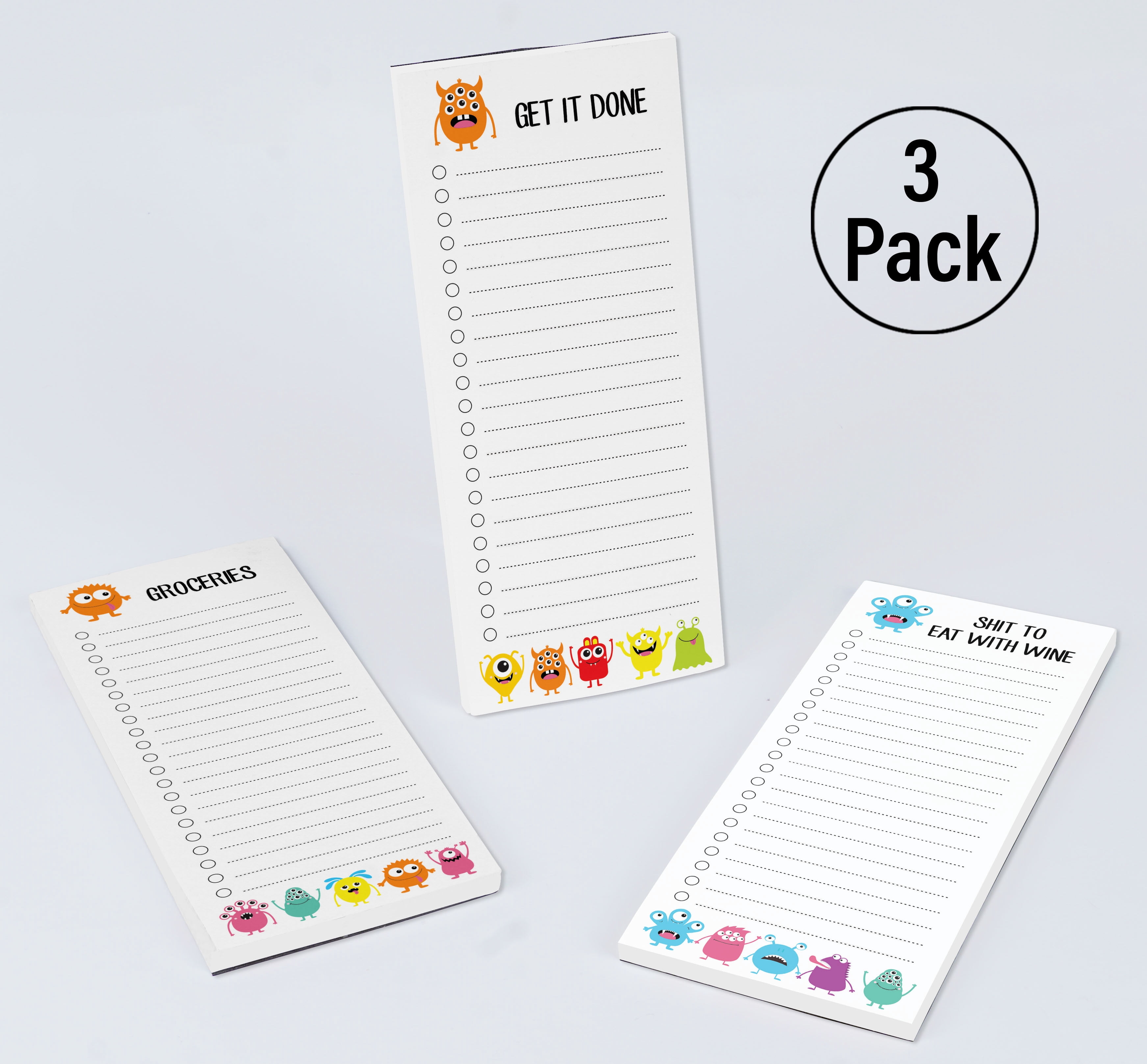 Inkdotpot Pack of 3 Magnetic Fridge To-Do List Notepads- Magnetic Memo Pads For Refrigerator-(50 Sheets Each)-FK