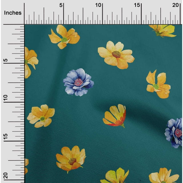 oneOone Polyester Lycra Fabric Flower Watercolor Printed Fabric 1 Meter 56 Inch Wide