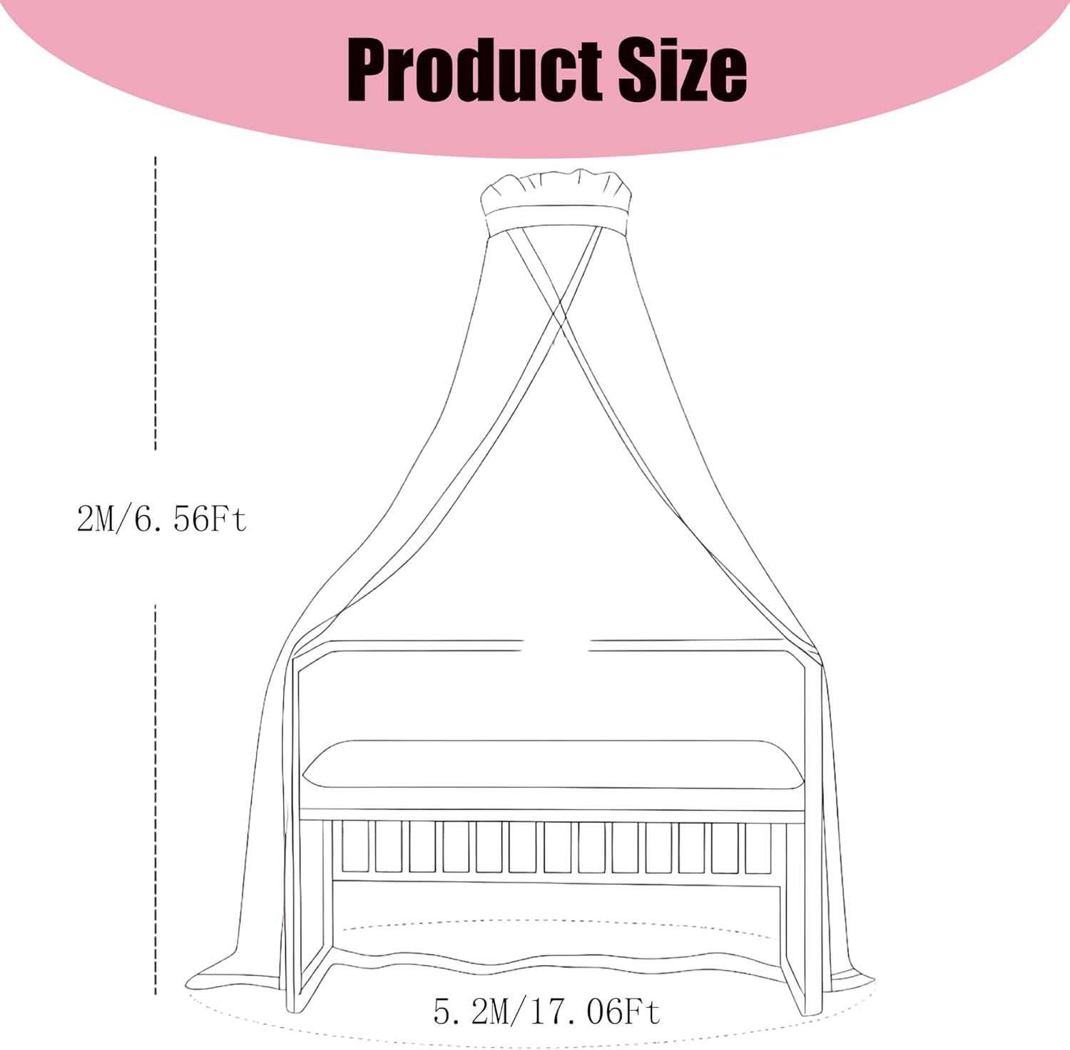 Baby Crib Bed Mosquito Net:Crib Canopy, Princess Bed Canopy, 2025 New 50D Breathable Mesh Crib Tent, Mosquito Net for Canopy Bed Curtains Baby Toddler Bedroom Decoration Accessories