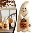 thumbnail image 2 of 6.8-Inch Halloween Ghost Figurine, Cute Retro Wood Tabletop Decoration with Freestanding Base, Farmhouse Fall Accent for Mantel, Shelf, Entryway and Tiered Tray, 2 of 5