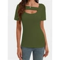thumbnail image 4 of Women's Scoop Neck T-Shirt - Short Sleeve Summer Knit Top, Slim Fit with Cutout Detail, Casual & Date Night, 4 of 5