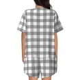 thumbnail image 3 of Lsque Gray Checkboard Women's Short-Sleeved Pajama Set - 2 Piece Soft and Lightweight Sleepwear Set-XX-Large, 3 of 9