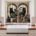 thumbnail image 2 of Ambesonne Cat Kitchen Curtains, Monstera Kitties Books Vases, 55"x24", Sand Brown Maroon Green, 2 of 3