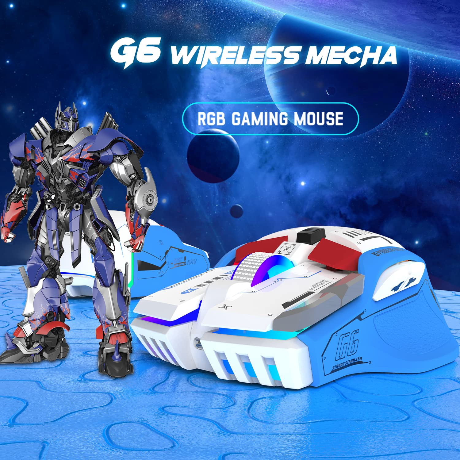 Gaming Mouse, Wired/Wireless/Bluetooth Tri Modes, 5 Adjustable DPI and 11 RGB Backlit, Rechargeable Silent Computer Gaming Mice for Windows/Android/MAC/iOS