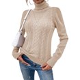 thumbnail image 2 of Long Sleeved Women Fall Winter Turtleneck Slim Sweater Solid Casual Knit Pullovers, 2 of 6