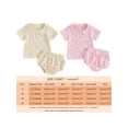 thumbnail image 5 of FEORJGP Toddler Infant Newborn Baby Girls Summer Shorts Set Flower Print Doll Collar Pullover Short Sleeve T-shirt with Elastic Waist Shorts 2-piece Cute Sweet Outfit, 5 of 9