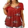 thumbnail image 1 of Womens Summer Floral V Neck Tops Tee Lady Loose Baggy T Tunic T Shirts Plus Size, 1 of 4