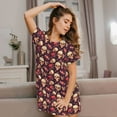 thumbnail image 3 of Naloa cool rock Skull record Print Women Nightgowns,Womens Loungewear,Short Sleeve Sleepwear,Comfy Ladies Nightdress, 3 of 6