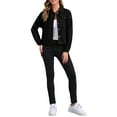 thumbnail image 2 of Chaqueta Shacket de Waffle para Mujeres Inspire Chic, con Hombros Caídos, Bolsillos y Cuello, Talla L, Color Negro, 2 of 6