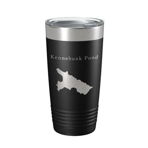 Kennebunk Pond Tumbler Lake Map Travel Mug Insulated Laser Engraved Coffee Cup Maine 20 oz Black