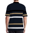 thumbnail image 5 of Fnnxeal Mens Polo Shirts Collared Casual Summer Button Short Sleeve Striped Polo Dark Blue Shirts for Men Size L, 5 of 7