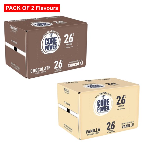 Core Power Fairlife High Protein Shakes, Chocolate & Vanilla Flavor Pack (12 Bottle Pack of Each Flavor)