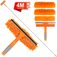 thumbnail image 3 of 13.8ft Extra Long Chenille Glass Cleaner with 10 Stainless Steel Rods & Squeegee, 2 in 1 Cleaning Squeegee Kit for Window,Car,Shower Glass Door,Mirror,Indoor & Outdoor, 3 of 8