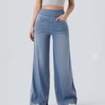 thumbnail image 5 of Baggy Jeans Striped Womens Stretchy Jeans Elastic Waist Track Pants | Denim Fabric, High Waisted, Bow, Pinstripe Patchwork, 4 Pockets, Stretch Pants for Girls, Cute Casual Outfits, 5 of 5
