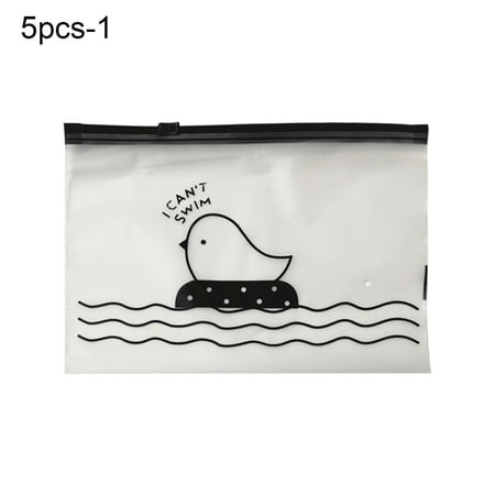 

HEVIRGO 5Pcs/Set Underwear Storage Bag Cartoon Sealed Translucent Bird Pattern Frosted Bra Organizer for Home Beige
