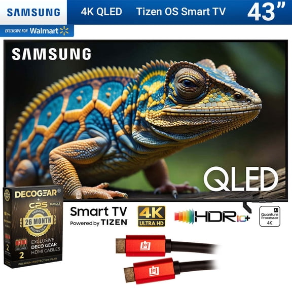 Samsung QN43Q60D 43 Inch QLED 4K Smart TV Bundle with 2 YR CPS Enhanced Protection Pack (2024 Model)