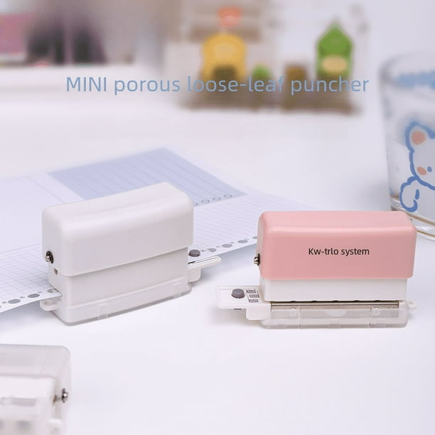Perforadora portátil de mano de seis agujeros, mini perforadora porosa linda, perforadora manual de papelería para estudiantes