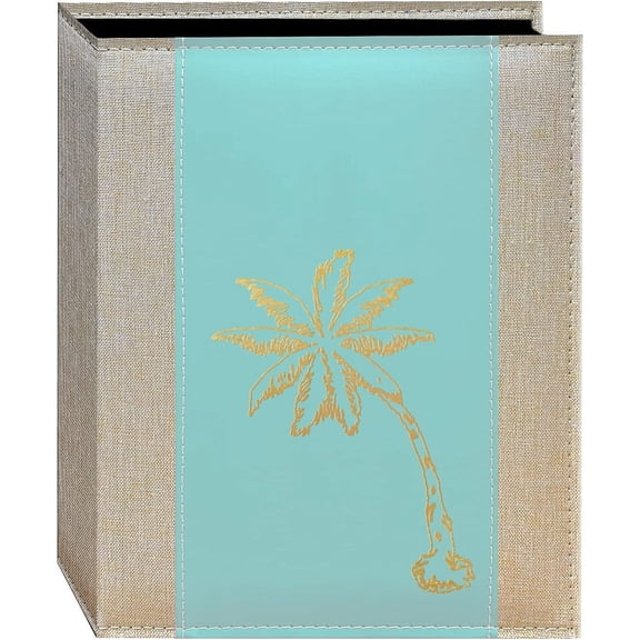 Gold Design Embossed Seagrass Crystal Palm album holds 200 4x6 photos - 4x6
