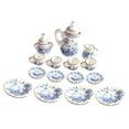 thumbnail image 1 of 15x Set de Thé en Porcelaine Maison de Poupée Imprimé Bleu, 1 of 8