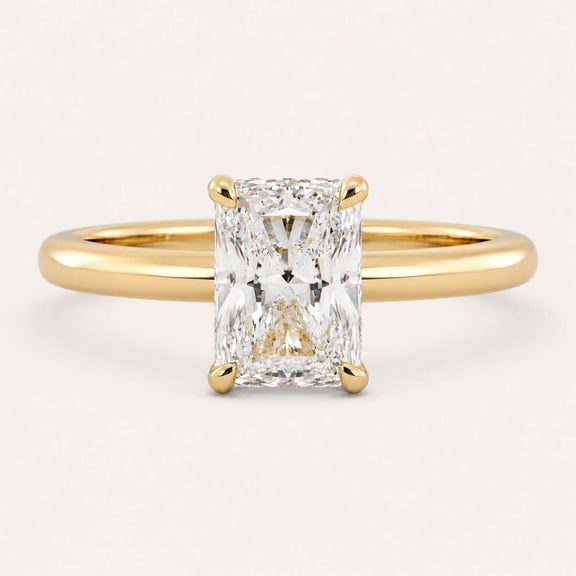 vylahjewellery Radiant Cut Engagement Rings Solitaire Diamond Ring Pave Hidden Halo Wedding Ring 14K Vermeil Yellow Gold Promise Ring