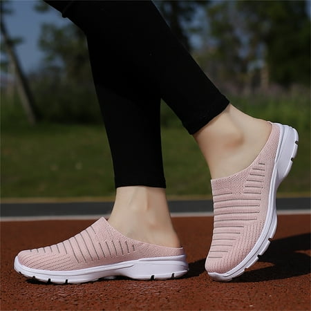 

uikmnh Slippers for Women Summer Women Slippers Mesh Breathable Lightweight Flat Bottom Half Slippers Casual Pink 8
