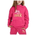 thumbnail image 3 of Girls Outfits Girls Set Children's Middle And Large Children's Long Sleeved Letter Print Hooded Top Sweater Pants Set, 3 of 3