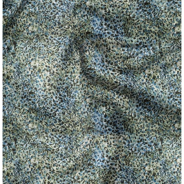 Soimoi Silk Fabric Leopard Animal Skin Printed Craft Fabric by The Yard 42 Inch Wide
