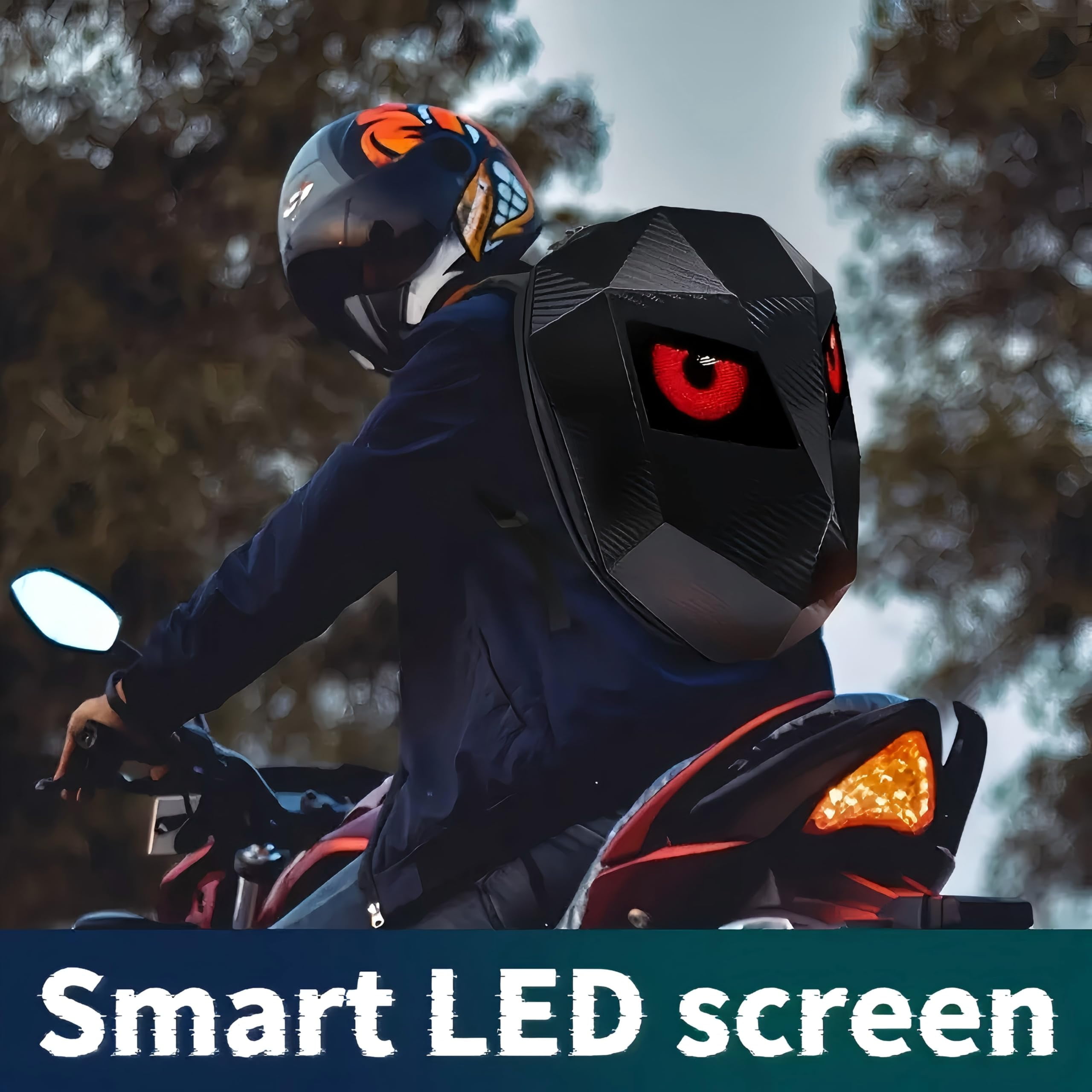Gelrova Knight LED Motorcycle Backpack, Water-Resistant Scooter Bag, Laptop Backpack for Riding, Cycling, Travel, Large 19 Inch