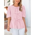 thumbnail image 3 of Blusa Peplum Babydoll con Lazo Frontal para Mujer PRETTYGARDEN Rosa Talla L, 3 of 8