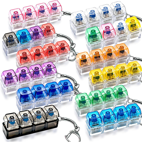 12 Pack Keyboard Fidget Toy,Clicky Keyboard Clicker Keychain Anxiety & Stress Reliever Autism Toy, Office Desk Stress Relief Party Favors Birthday Gifts Classroom Prizes.