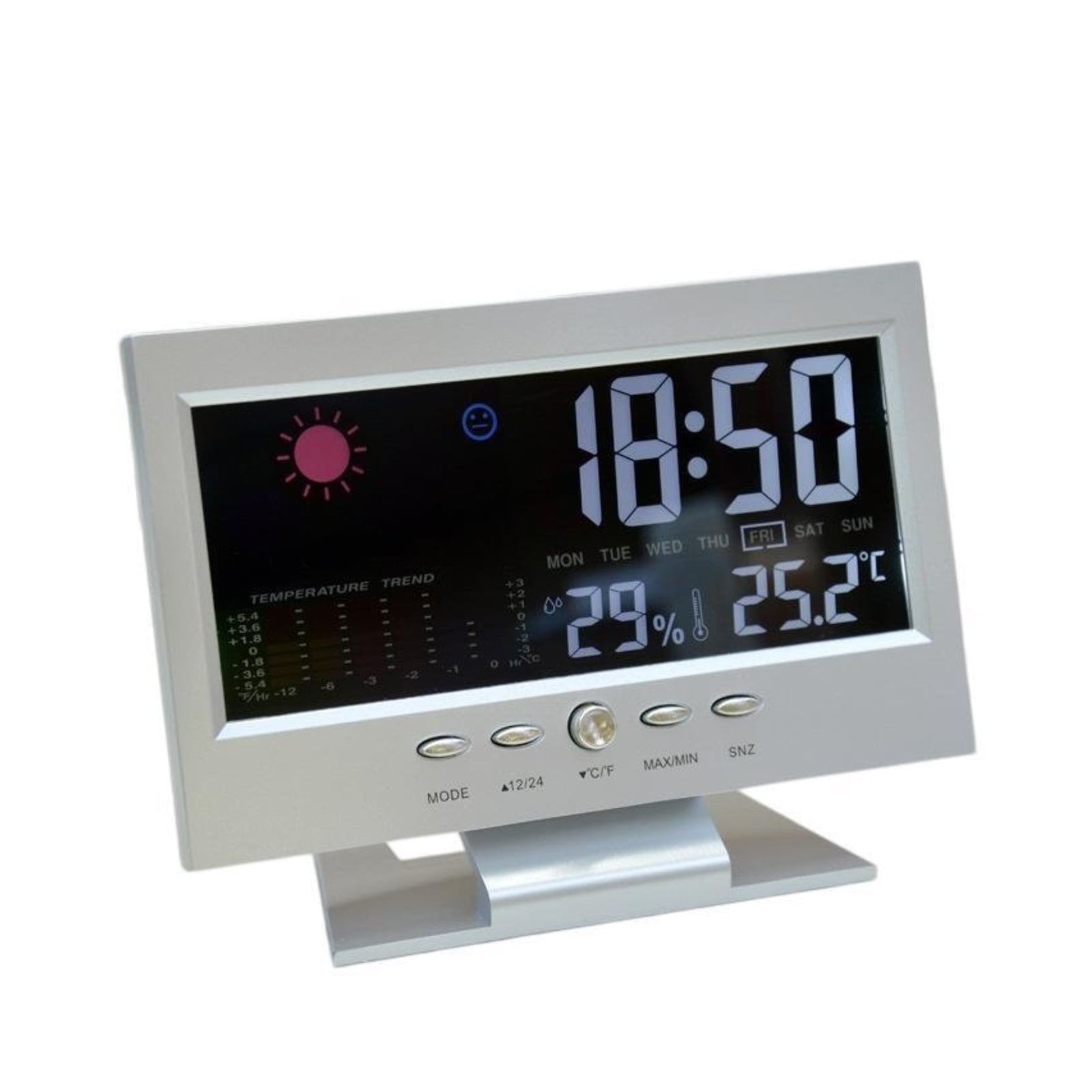 Multi-functional Weather Station Clock Set Color Display Temp Humidity Meter - SILVER