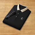 thumbnail image 3 of Camisa de manga corta para hombre, camisas de moda informales con solapa que absorben el sudor, camiseta para hombre Color Negro M, 3 of 9