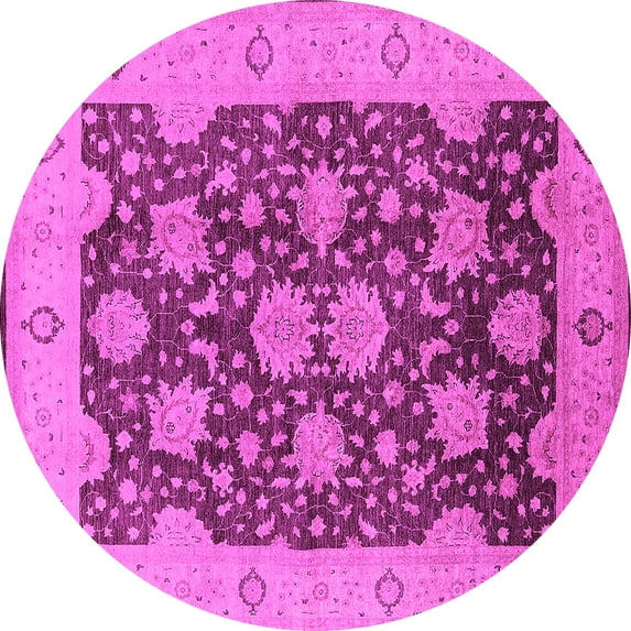 Ahgly Company Indoor Round Oriental Pink Traditional Area Rugs, 3' Round