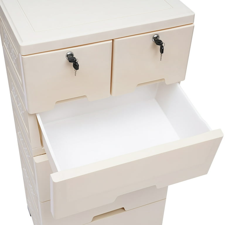 Peakora Beige Color Storage Cabinet with 6 Drawers Closet Drawers
