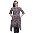 thumbnail image 1 of Bimba Blue Leaves & Blossoms Floral Printed Asymmetrical Kurti Tops For Women Indian Summer Dress Tunic XXX-Large, 1 of 6