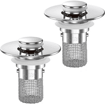Bathroom Sink Drain Strainer (2PCS), Pop-up Sink Drain Strainer with Removable Stainless Steel Strainer Basket Hair Catcher, Bathroom Sink Strainer for Bathroom Sink Stopper Replacement.