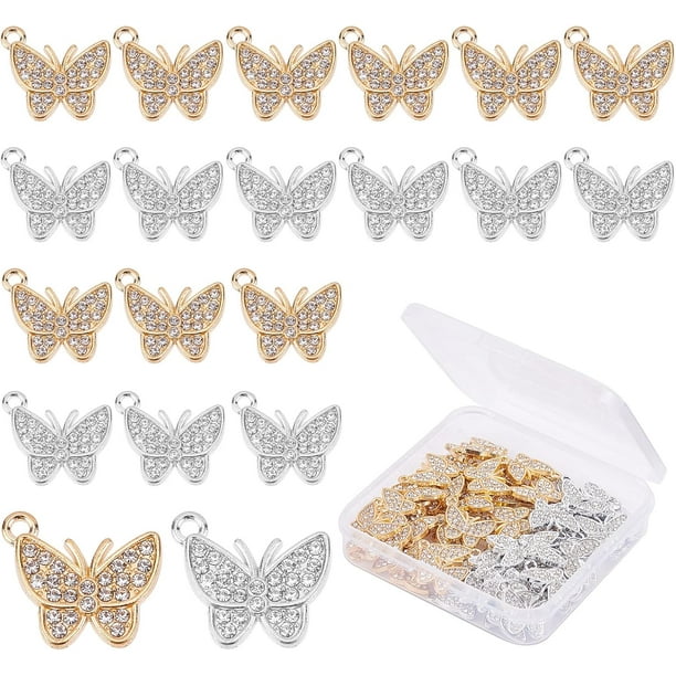 Colgantes de estrella con forma de corazón y lágrima de diamantes de imitación, dijes de aleación con forma de mariposa y luna, dijes colgantes de corazón de San Valentín para hacer collares y joyas.