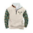 thumbnail image 2 of LEBONYARD Mens Hoodies Pullover,Men Casual Hoodie Retro Ethnic Printed Stand-up Neck Zipper Long Sleeve Tops Wshirts Beige S, 2 of 3