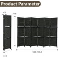 thumbnail image 3 of FDW 6 Panel Room Divider Wooden Portable Partition Screen Wood with Removable Storage Shelves Color, Black, 3 of 7