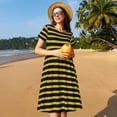 thumbnail image 4 of Goofa Gold Glitter Pattern Women Summer Short Sleeve Midi Dress with Pockets Casual Aline Flowy Tshirt Dress Vocation Beach Sundress, 4 of 6