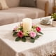 thumbnail image 5 of Rosas Blancas Flores Artificiales, Corona de Vela con Rosas Amarillas Y Blancas, 21cm Romántica Decoración de Mesa, Guirlanda de Rosa Blanca, 5 of 6