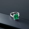 thumbnail image 6 of Gem Stone King 925 Sterling Silver Green Simulated Emerald Engagement Ring for Women (5.66 Cttw, Emerald Cut 12X10MM, Available in Size 5, 6, 7, 8, 9), 6 of 6