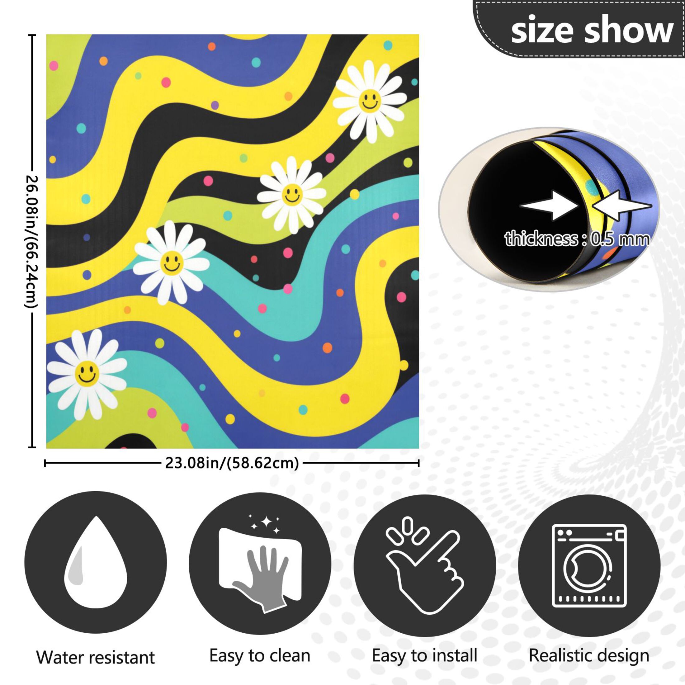 Dishwasher Magnetic Refrigerator Magnet Cover Sticker Home Decorative 23"x26" Daisies on Yellow-blue Background