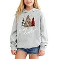 thumbnail image 2 of Telankuip Cozy Girls Christmas Hoodies Festive Holiday Long Sleeve Hooded Sweatshirts with Unique Xmas Tree Prints Kid's Loose Comfort Merry Xmas Pullovers with Pocket Grey 4-5 Years, 2 of 4