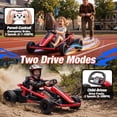 thumbnail image 6 of Joyracer 24V 14Ah Kids Electric Go Kart with Remote Control, 3 Speed Modes 5–10 MPH, 2 * 200W Motors, Metal Frame 24 Volt Ride on Toys Drift Kart for Big Kids, Music & Bluetooth, Red, 6 of 10