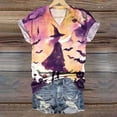 thumbnail image 2 of TANGQIOP Women'S T-Shirts Tops V-Neck Short Cap Sleeve Tee Top Halloween Witch Tree Skeleton Pumpkin Print Casual Funny Dark Purple S, 2 of 4